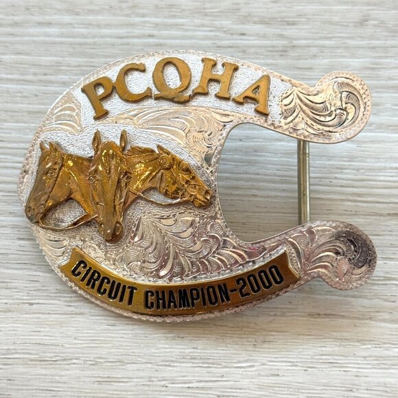 Silverado Accessories - Vintage Silverado Buckle Silver PCQHA Circuit Champion 2000 Western Rodeo Horse